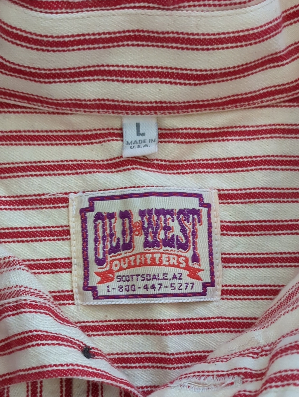 Vintage Old West Outfitters Ticking Stripe Cotton Button Pullover Shirt Large - Picture 2 of 8